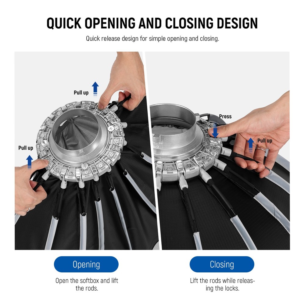 NEEWER NS120PD 47" Parabolic Softbox - Bowens Mount w/ Grid & Diffuser