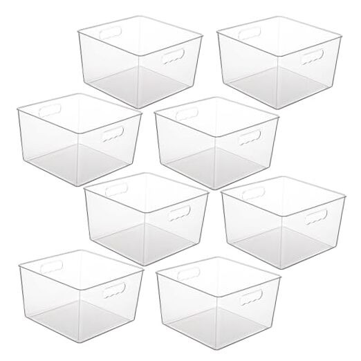 Pack Extra Large Clear Plastic Storage Bins,11x11 Cube Acrylic Organizer 8