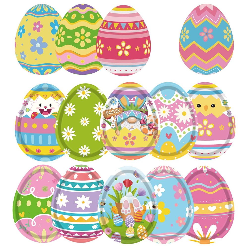 Easter Egg Tableware - 60 Pcs Bunny Egg Shaped Plates & Napkins Set for Happy E