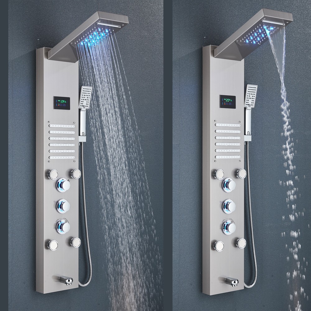 Stainless Steel Rainfall&Waterfall Shower Panel Tower System Massage Jet Sprayer