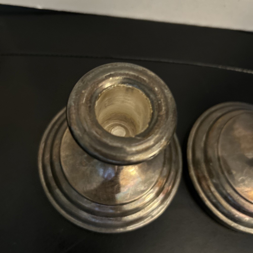 Pair Of Silver Plate Candlestick Holders 3.5”