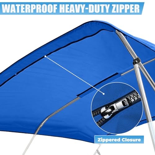 3 Bow Bimini Top Replacement Canvas with Stern Light Hole and Storage Boot,
