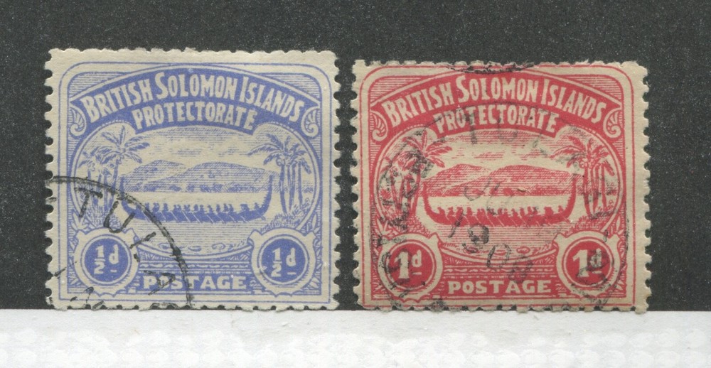 Solomon Islands 1907 1/2d and 1d used