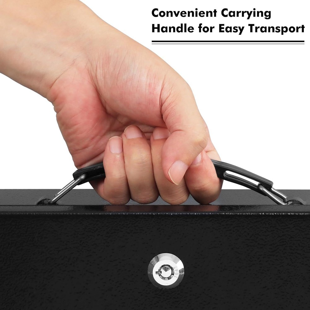 Fireproof Document Box w/ Key Lock Safe Storage Box for Valuables Security Chest