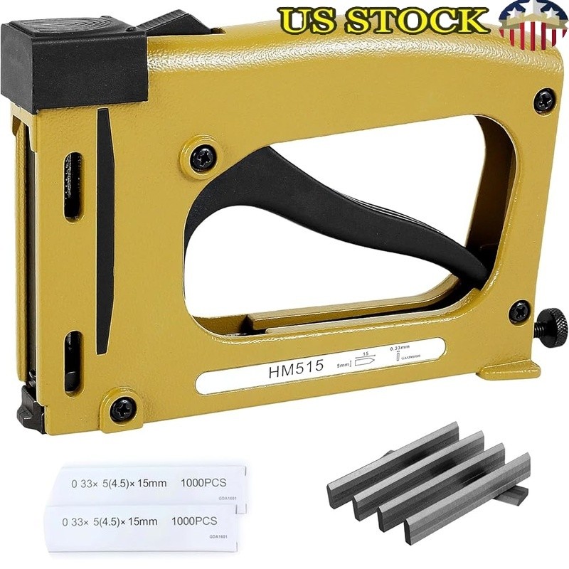 Manual Frame Stapler Tools W/ 2000 Nails Adjustable Depth Aluminum Alloy New