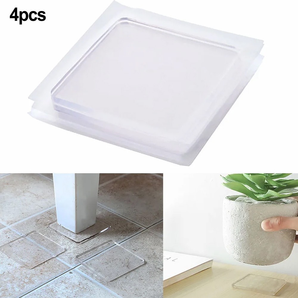 Washing Machine Pad Mat Set Transparent Silicone 4pcs for Shock Absorption