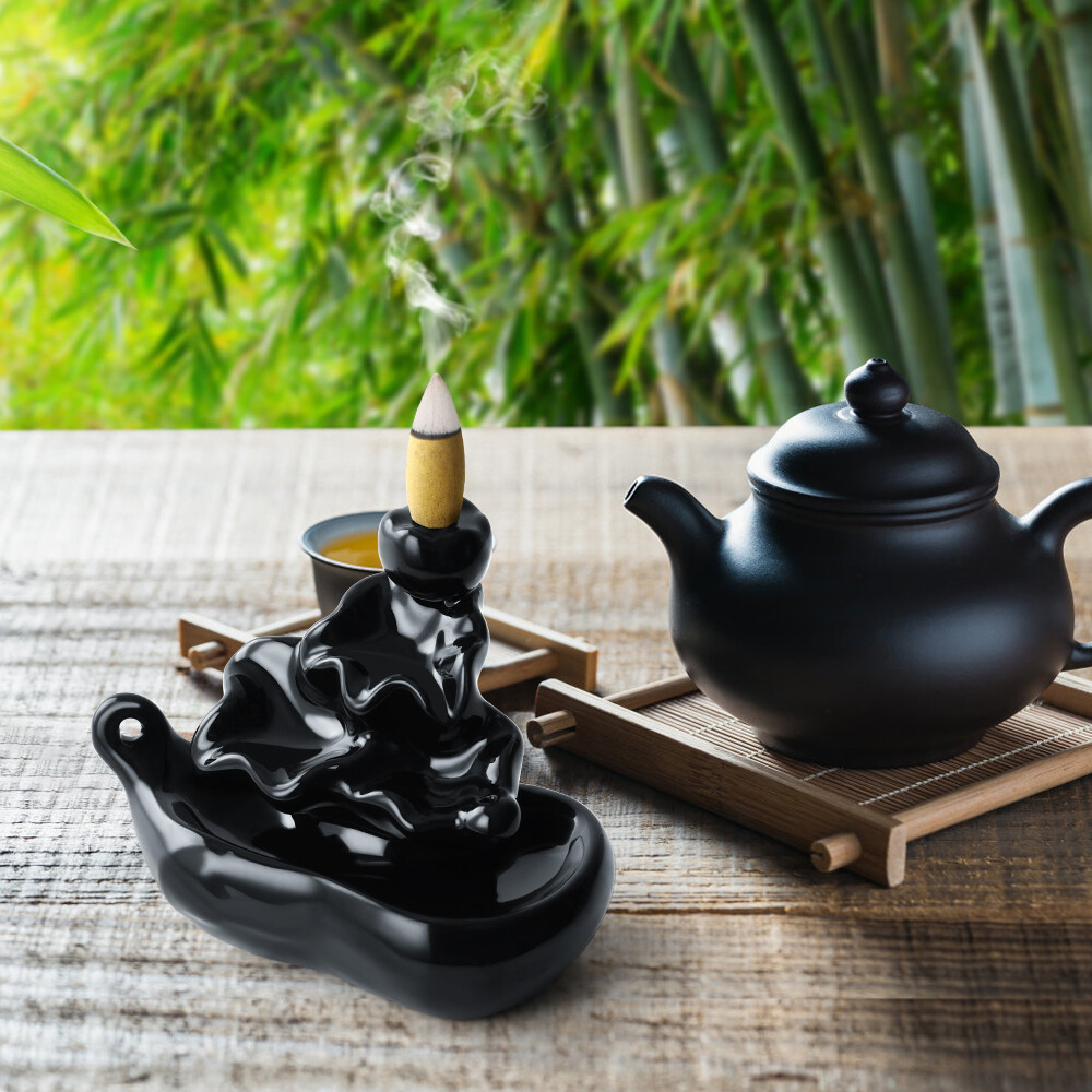 Waterfall Incense Holder Backflow Cone Ceramic Burner Censer Incense Stick Stand