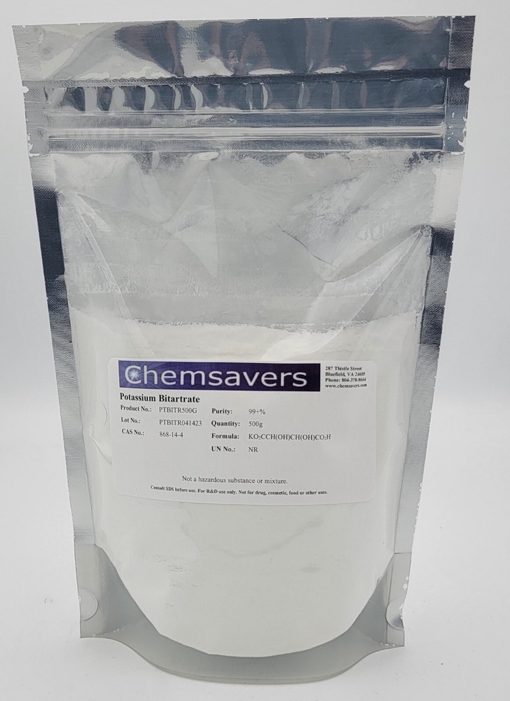 Potassium Bitartrate, 99.85%, 500g