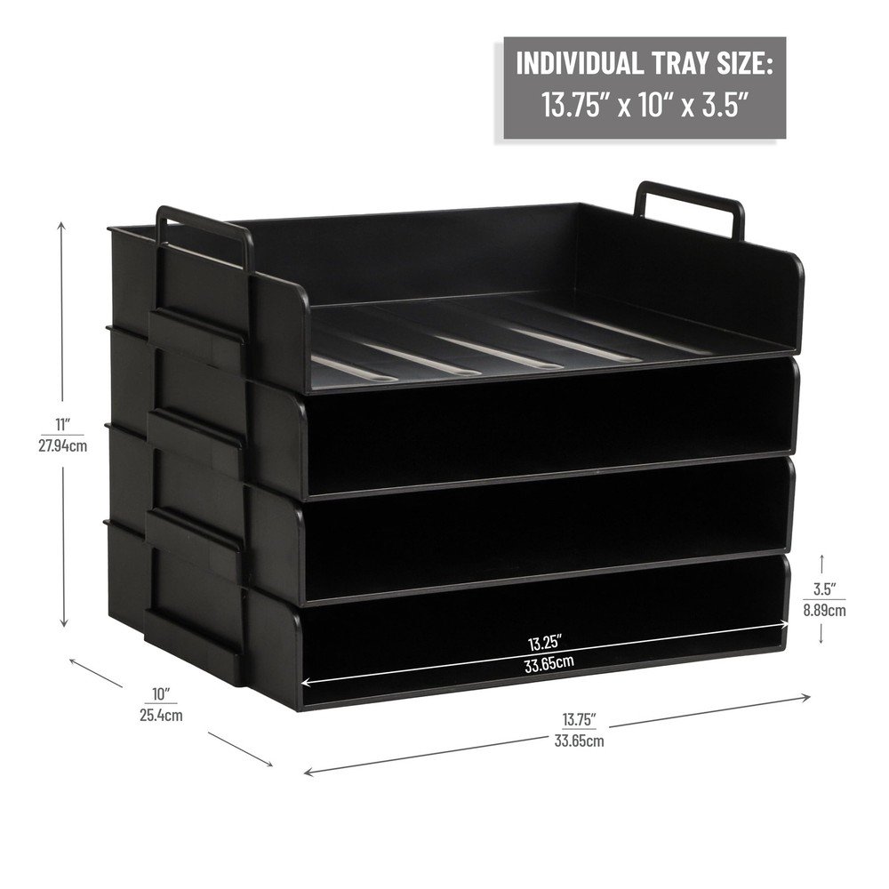 Stackable Paper Tray, Desktop Organizer, File Storage, Office, Plastic, 13.75...