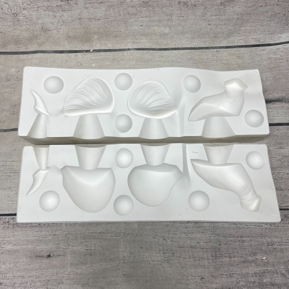 White Horse Ceramic Casting Mold Mushrooms Toadstool Figurine #1329