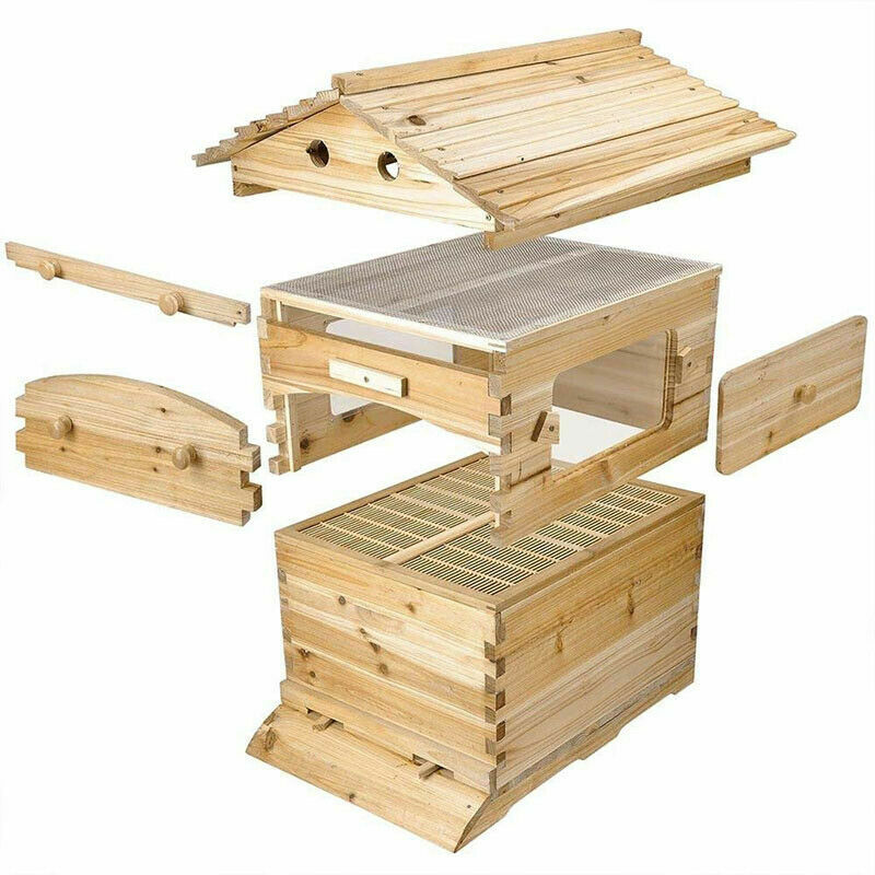 Beehive 7 Frames Complete Box Kit Bee Hives Auto Bee Frames + Beekeeping House