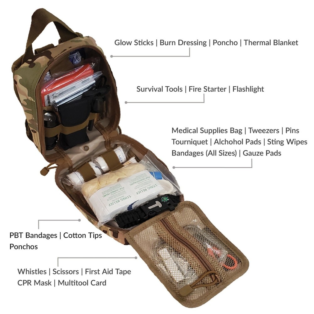 Premium 250 Piece Molle Survival & First Aid Kit