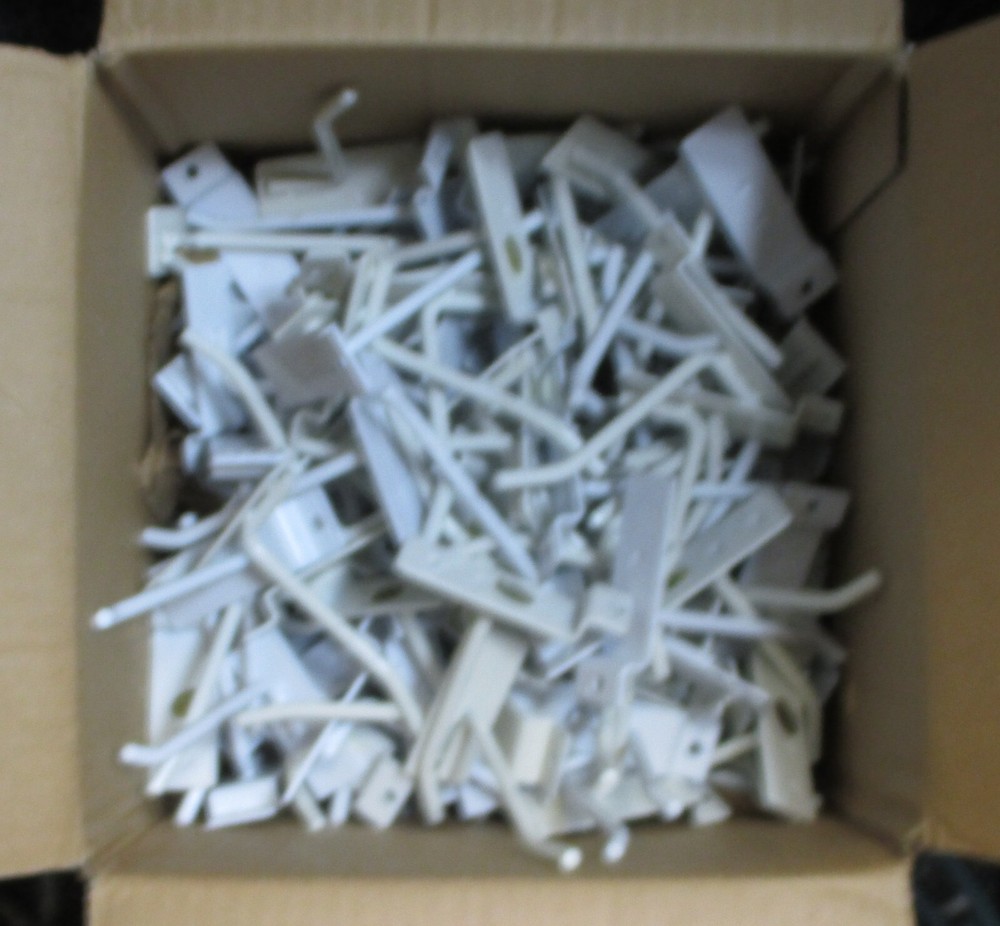 Approximately 135 - 4 Inch White Slat Wall Hooks - Used!