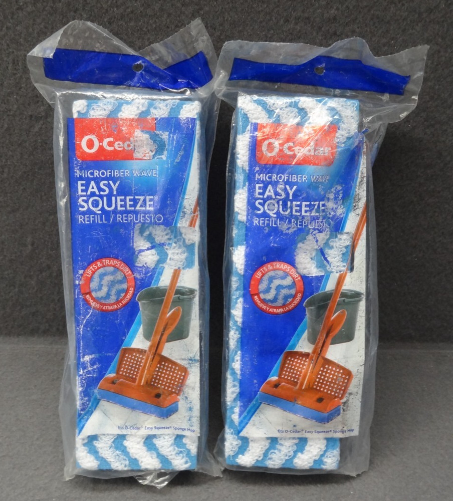 NEW LOT (2) O-Cedar Microfiber Wave Easy Squeeze Refill Mop Head Replacement Two