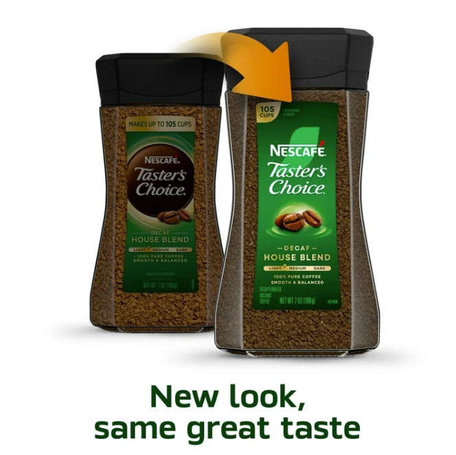 (4 pack) NESCAFÉ Taster's Choice Decaf House Blend, Medium Light Roast, 7 oz