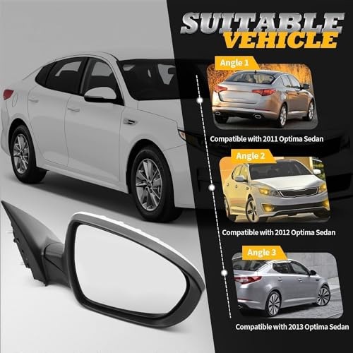 Passenger Side Mirror Assembly Compatible with 2011-2013 Optima Turn Signal