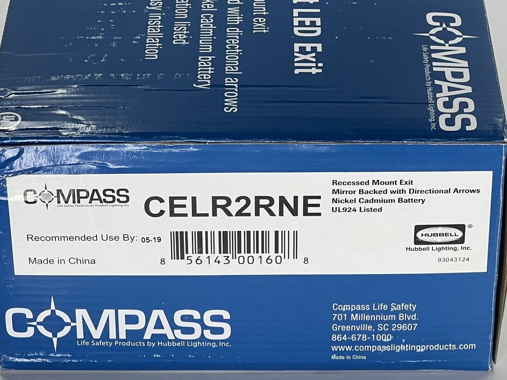 Hubbell Compass CELR2RNE Recessed Mount Edge-Lit LED Exit Sign