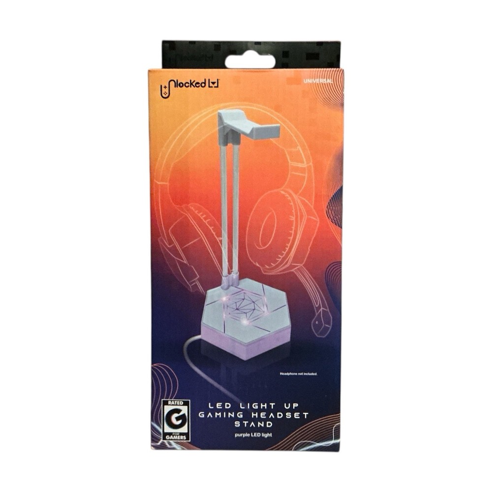 LED Light Up Gaming Headset Stand Purple Light USB Connector