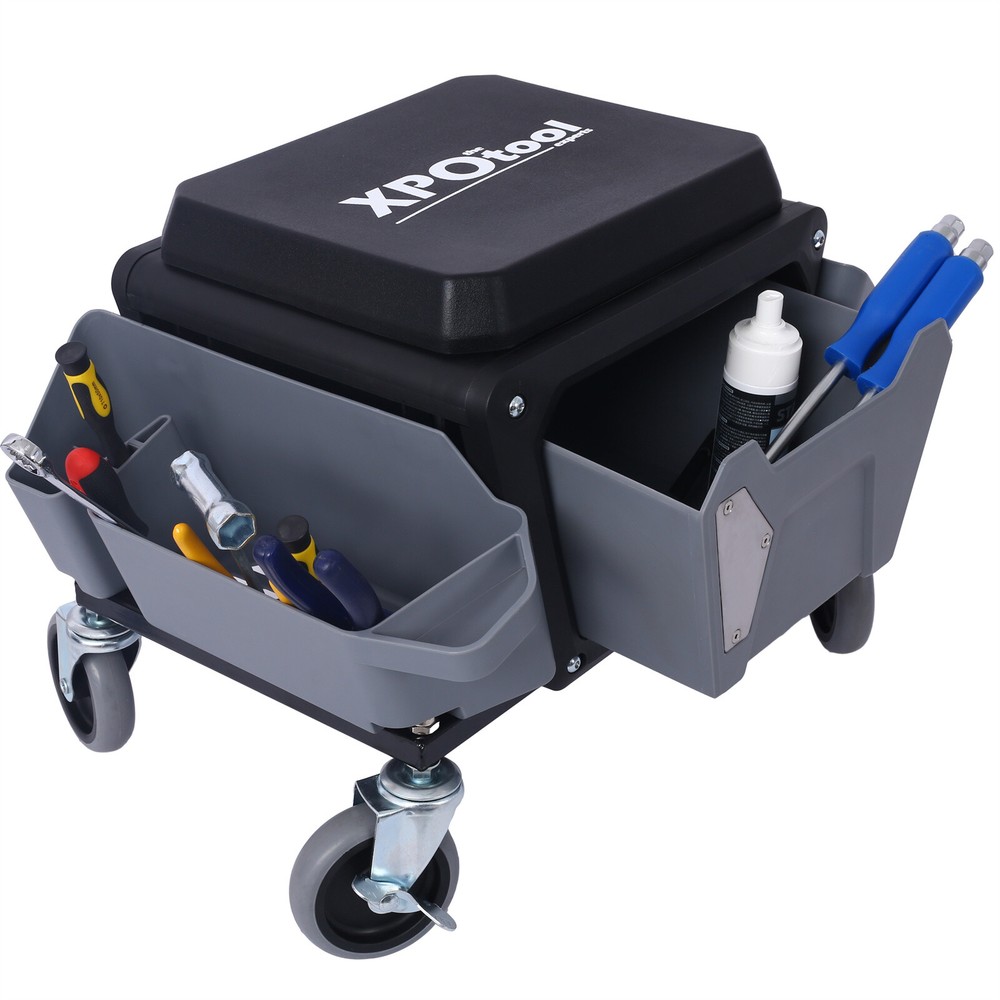 Garage Stool with Wheels Rolling Creeper with Soft Rubber Cushion Seating