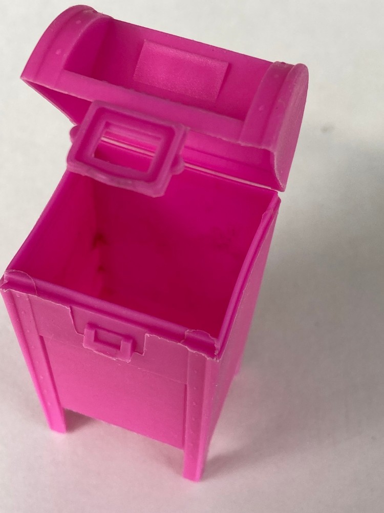 Vintage Pink Fleer MAILBOX Empty Candy Container - 3" Tall Ingredients on bottom