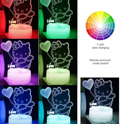 Kitty Night Light - 16-Color Changing Anime Cat Lamp with Remote Control,