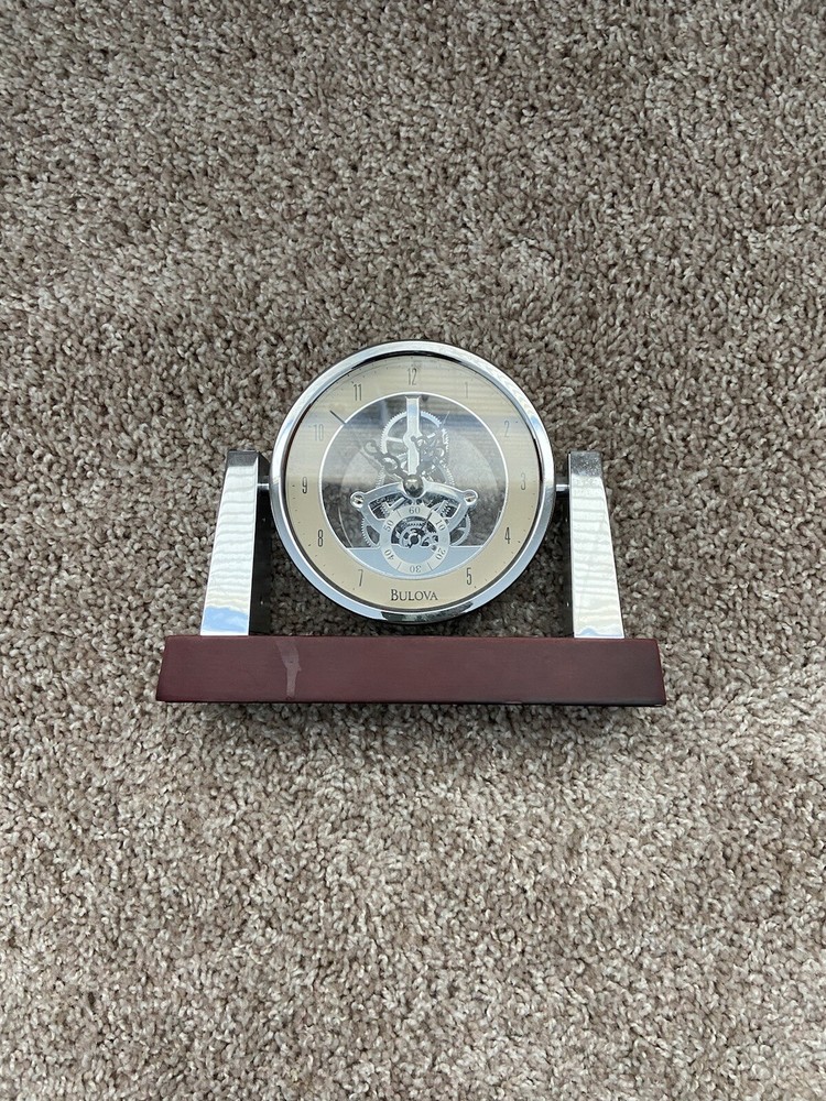 Bulova Large Clock Mahogany Finish