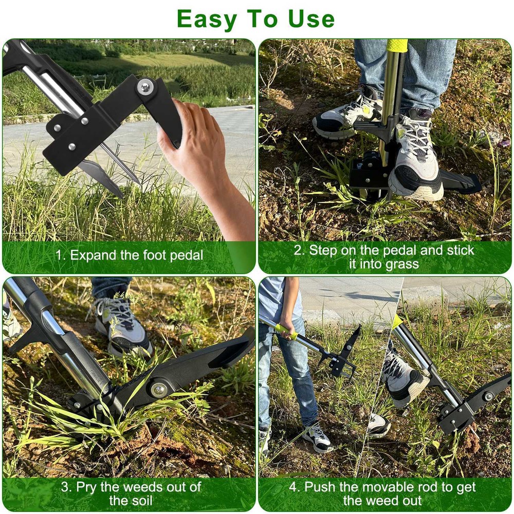 38.9" Stand Up Weed Puller Manual Weed Remover Tool No Bending Root Weeder