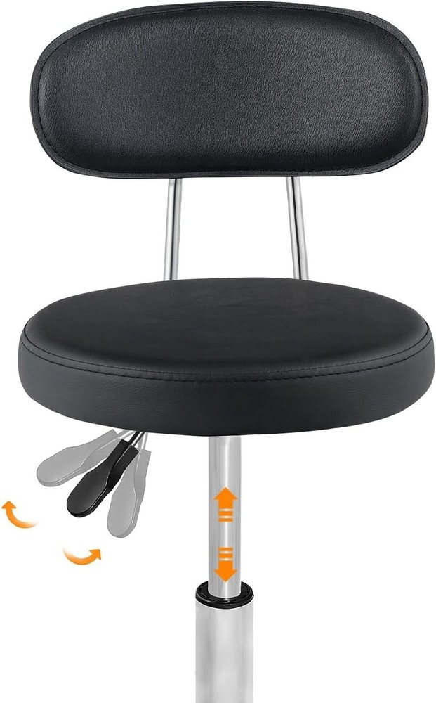 Height Adjustable Rolling Stool 360° Rotating Drafting Chair Multi-Purpose Black