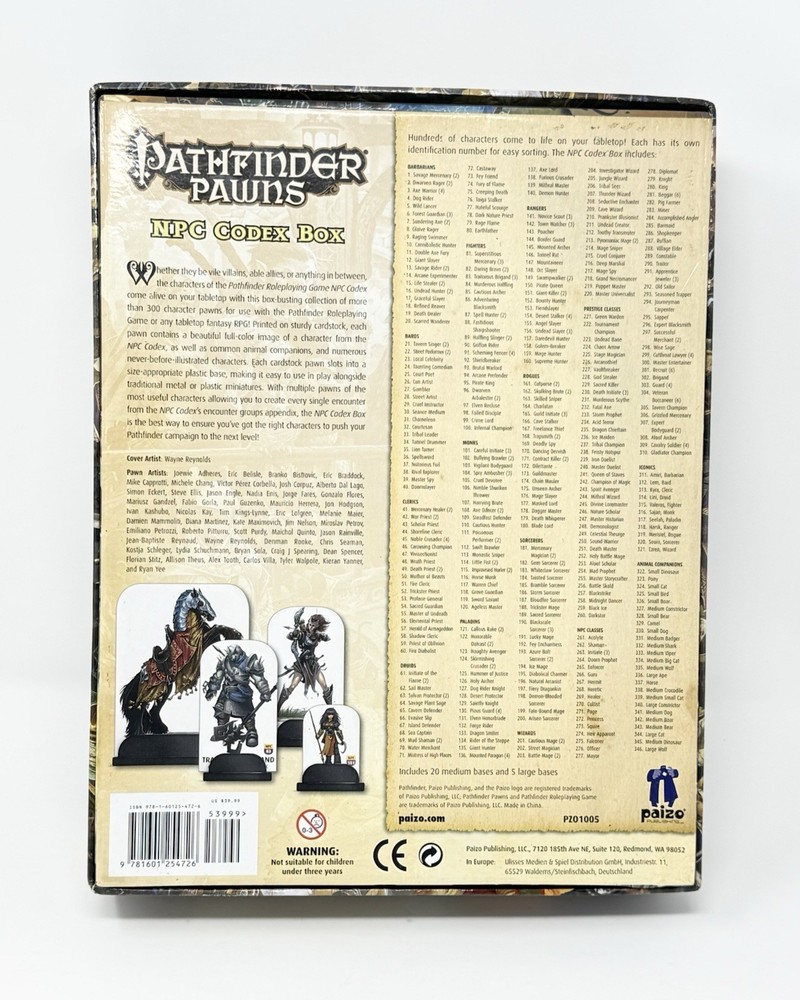 Paizo Pathfinder Pawns NPC Codex Box RPG Accessory (2013) PZO1005