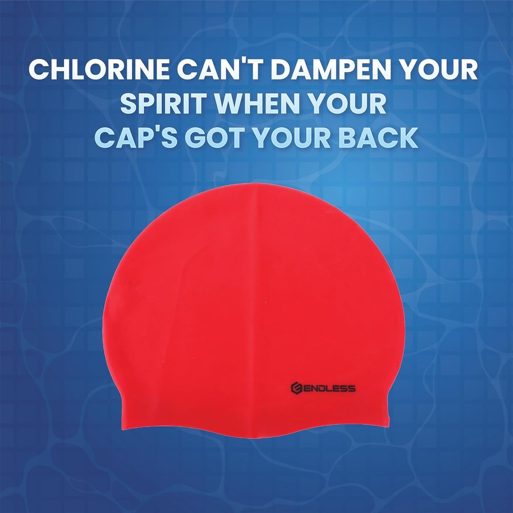 Endless EL1019 Classic Comfortable Plain Silicon Swimming Cap | Red