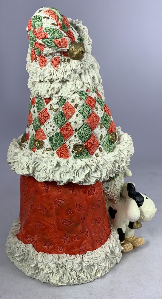 Patchwork Santa Figure With Animals 7”