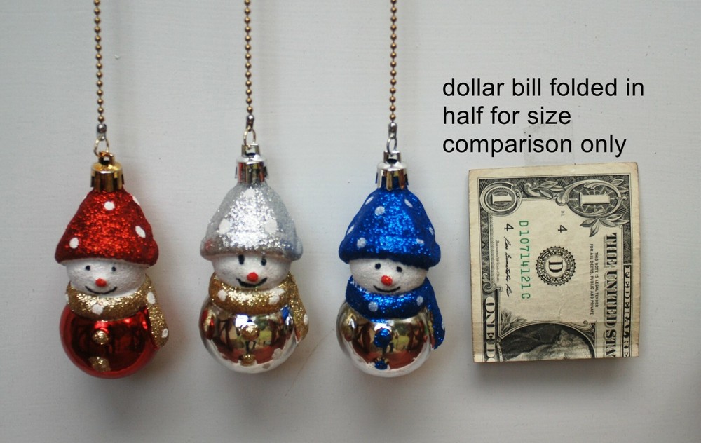 Snowman Ceiling fan chain pulls Red, Silver or Blue