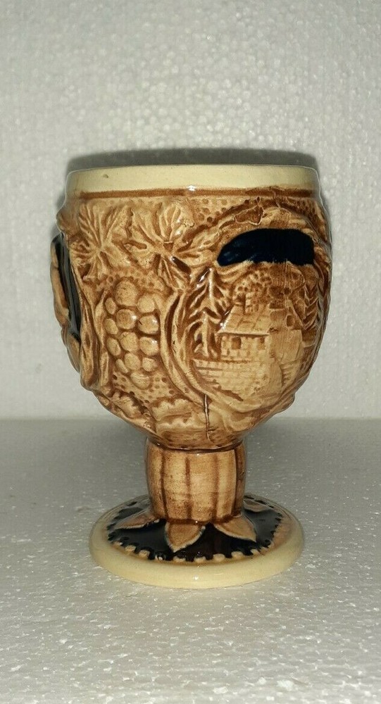 Vintage 1970s Japan Ceramic Pottery Wine Goblet