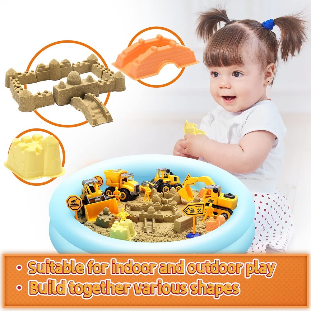 Play Construction Sand Kit,2.2lbs Magic Sand W/4 Large Take Apart Constructio...