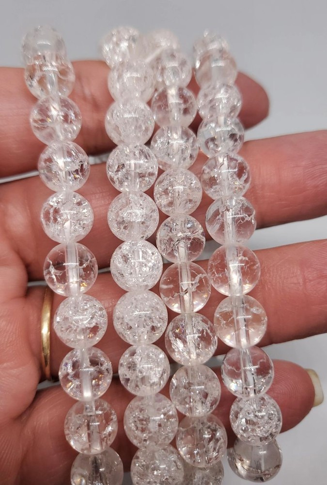 Crackle Quartz Crystal 8mm Beaded Stretch Bracelet