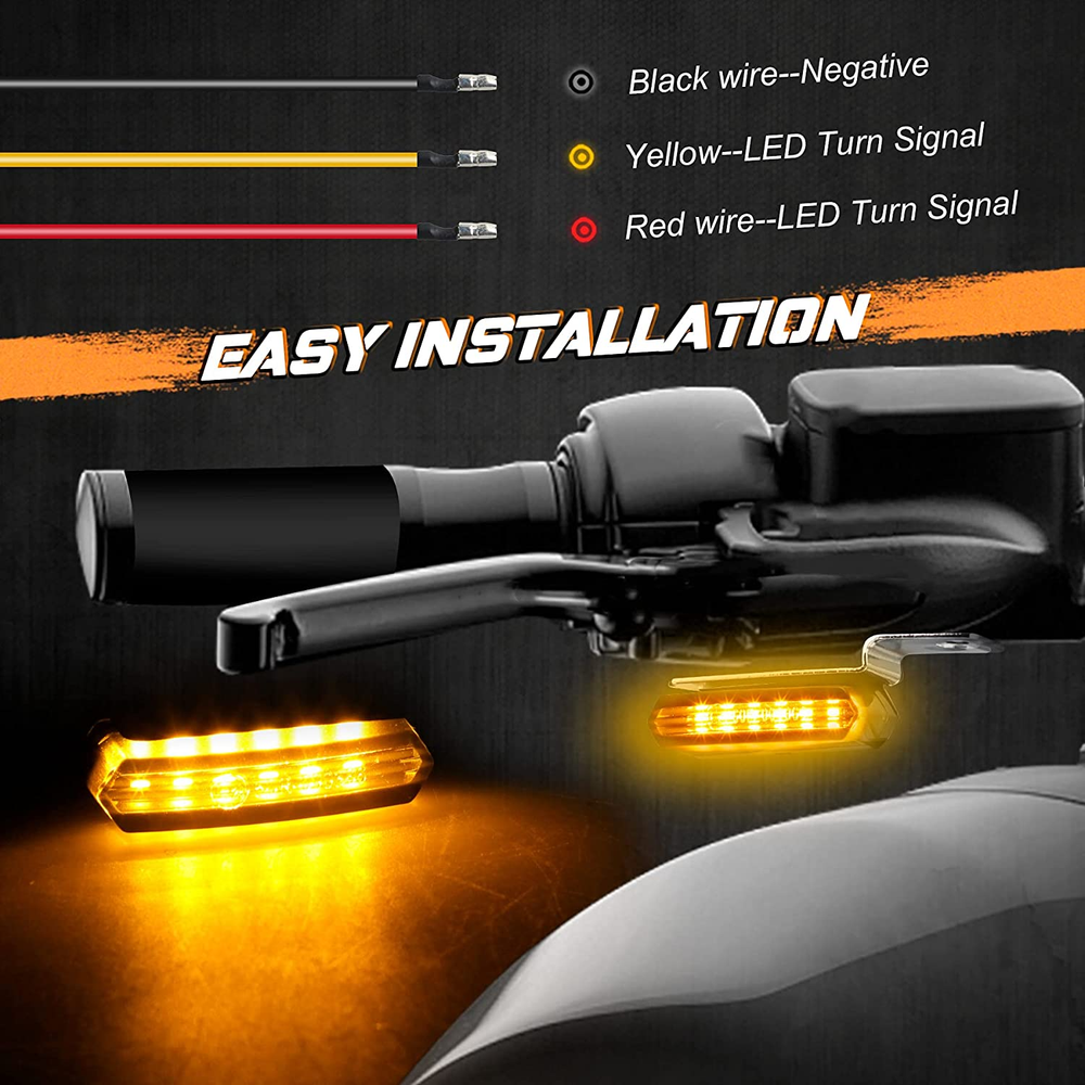 LED Motorcycle Handlebar Turn Signals Sequential Front Blinkers Running Lights