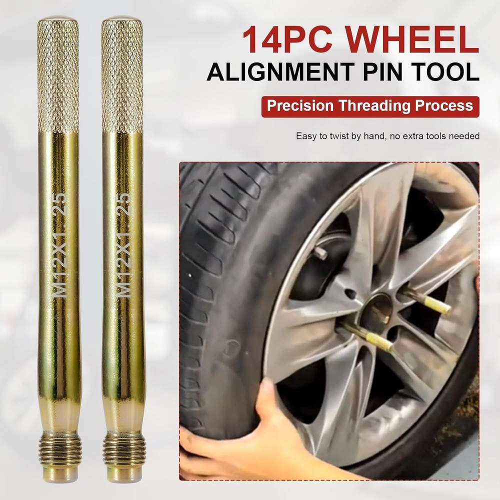 14Pcs Wheel Hanger Alignment Pin Guide Tool Master Set Wheel Stud Pilot Pin Kit
