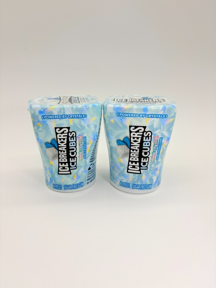 2 x ICE BREAKERS Ice Cube MINT CRYSTAL Sugar Free Gum 40 Piece per Container