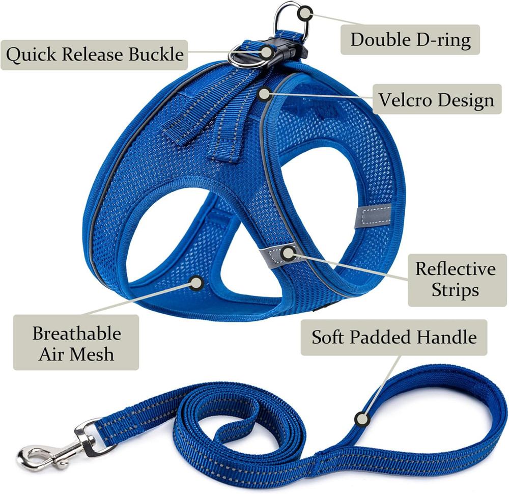Dog Harness with Leash Set, No Pull Adjustable Reflective Step-In Puppy Pet Vest