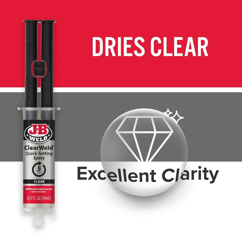 JB Weld 50114 ClearWeld Quick Setting Epoxy, Clear 0.47 oz.