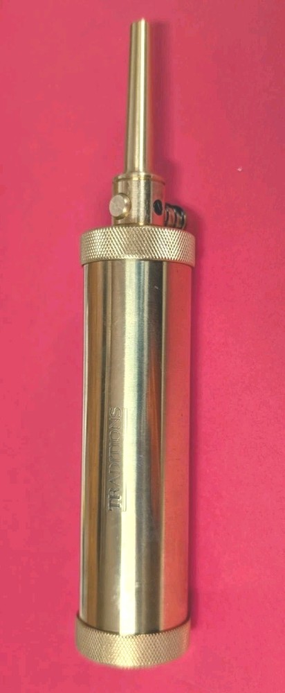 Traditions Black Powder Flask Brass Changable Spouts 5 Ounces  Both Ends Remove