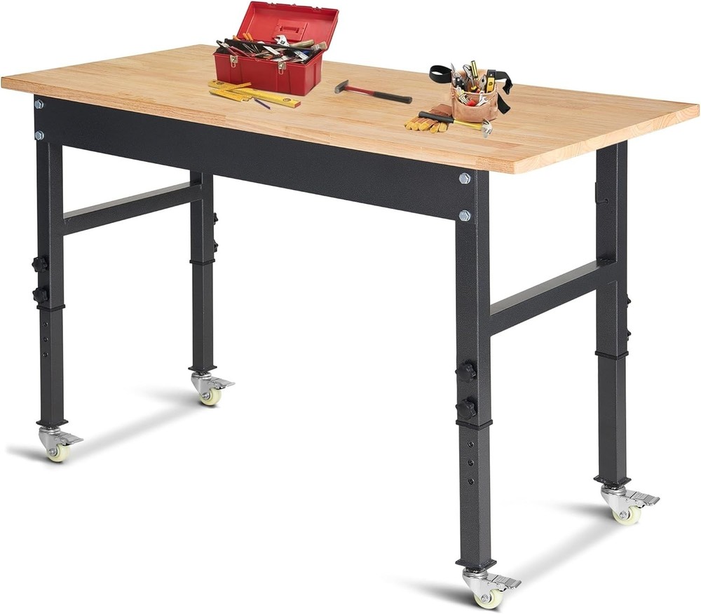 48"x 24" Adjustable Work Bench, Workbench Heavy-Duty Work Table for Garage