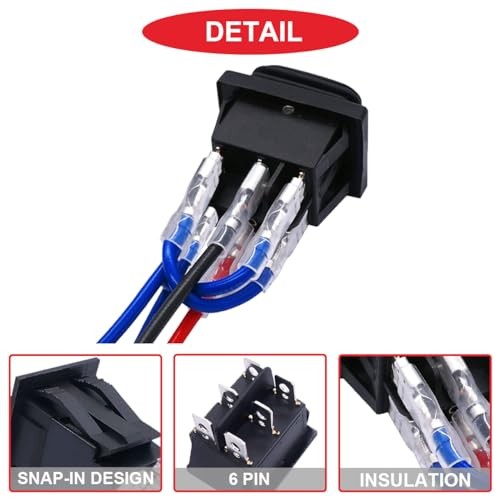 2Pcs Momentary Polarity Reverse Switch Waterproof F.2Pcs Yellow(Momentary)LED