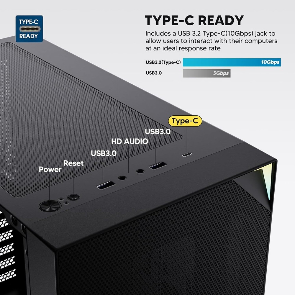 AL800 ATX PC Case - Tempered Glass, Adjustable RGB & Efficient Cooling