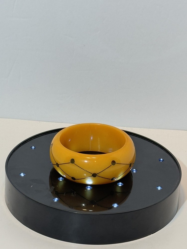 Bakelite Bangle Bracelet Butterscotch Brass Injection Dot Tested VERY RARE READ