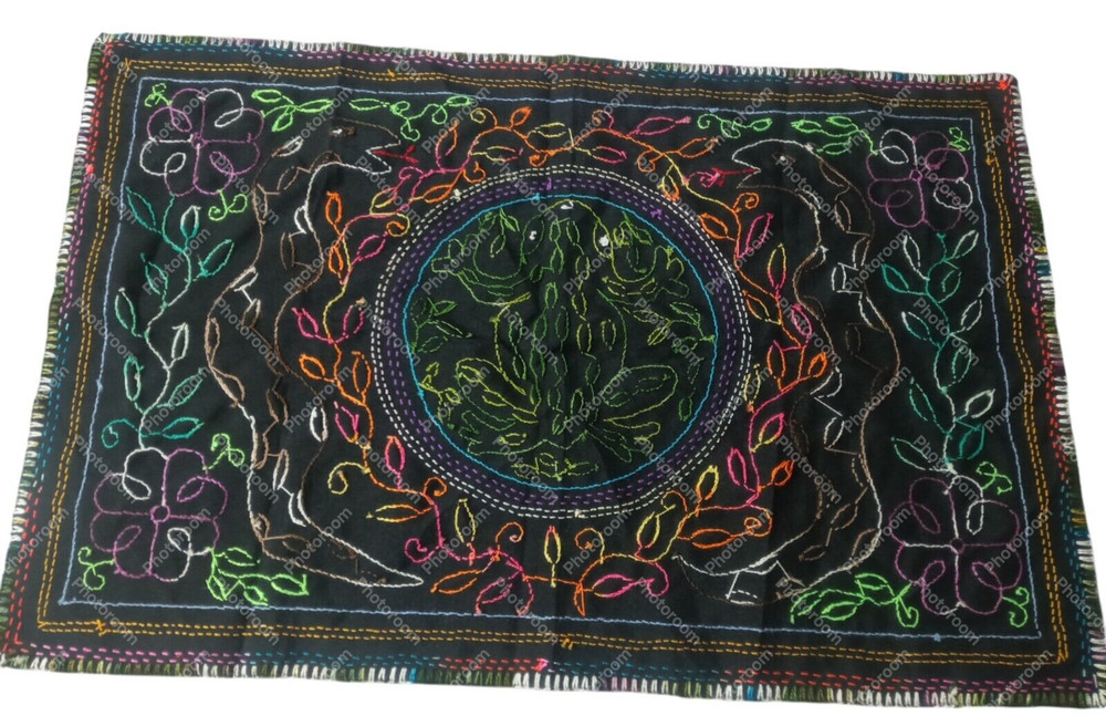 Shipibo Blanket Hand Embroidered Snake Toad Amazon Jungle
