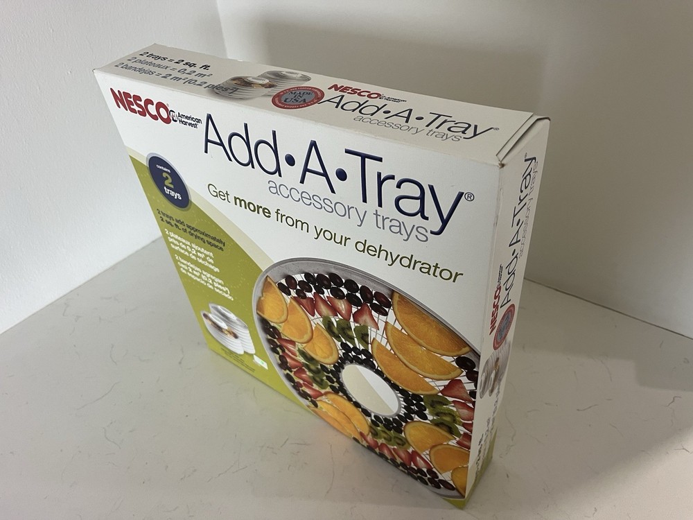 NESCO Add-A-Tray Accessory Trays, 2 Pack, White Plastic, For FD-30 Dehydrator