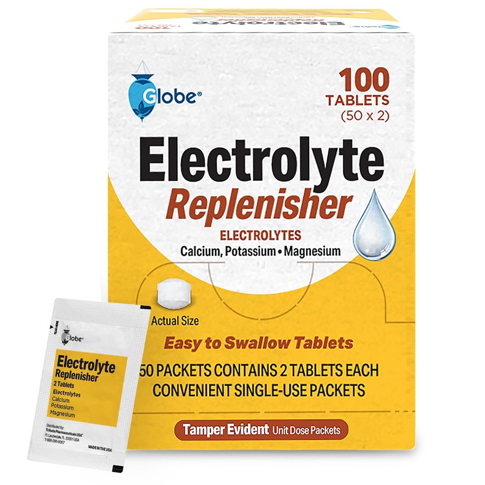 Globe Electrolyte Replacement Tablets for Rehydration, 100 Count (Pack of 1)