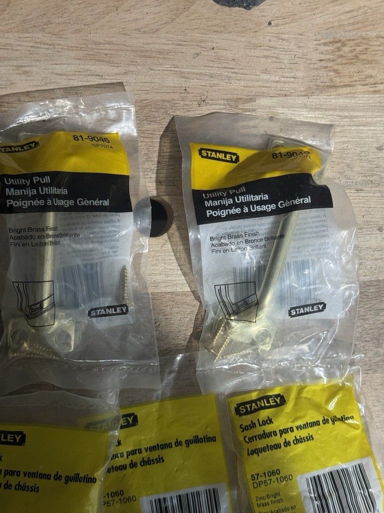 Stanley Hardware Bright Brass Window Security Sash Locks & Utility Pulls Lot