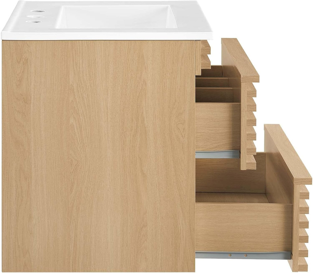 24" Oak White Wall-Mount Bathroom Vanity for Modern Spaces